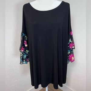 Boho Embroidered Flutter Sleeve Kim & Cami Blouse